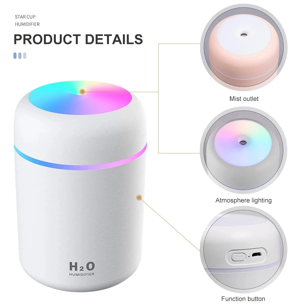 Portable USB Humidifier with Colorful Night Light