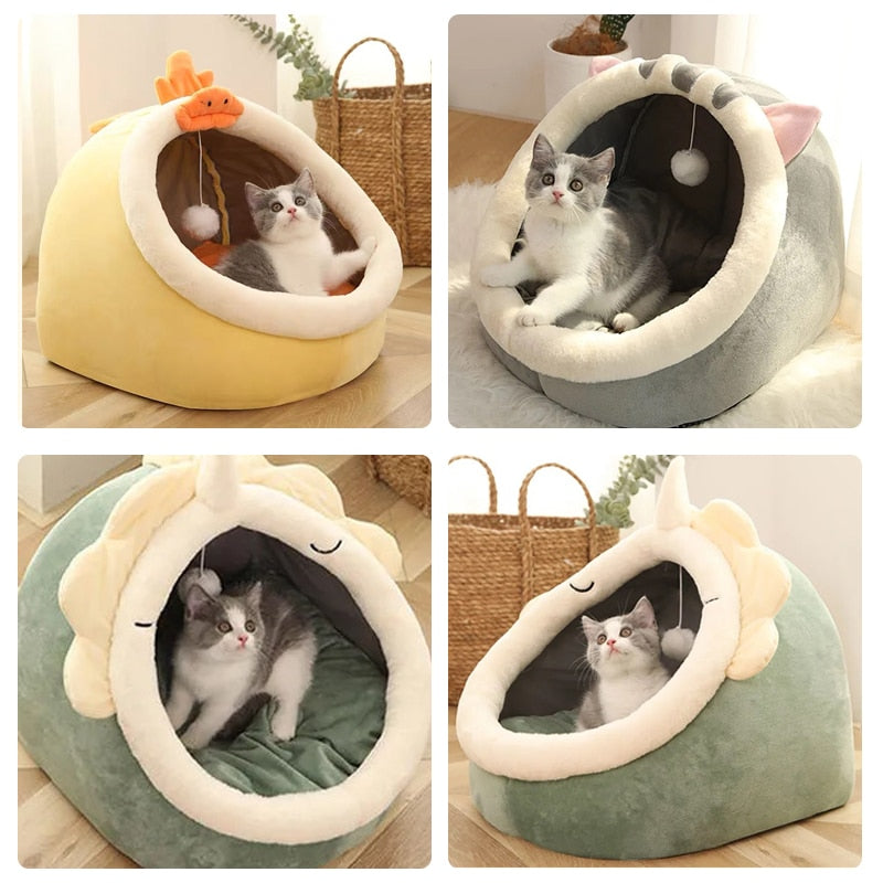 Washable Plush Cat and Critter Cave House