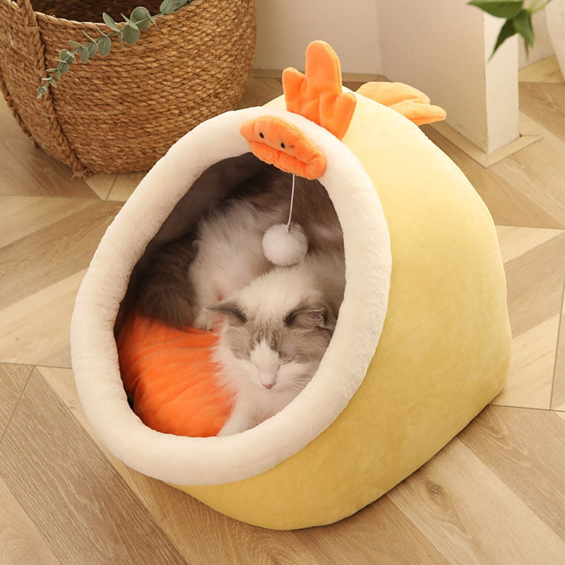 Washable Plush Cat and Critter Cave House