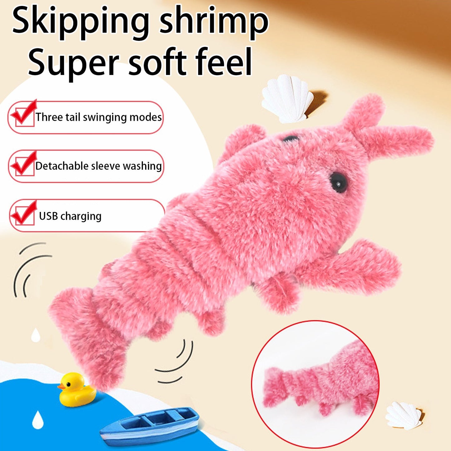 Plush Jumping Shrimp Toy